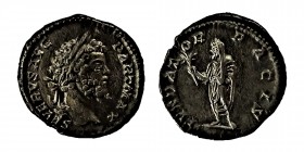 Septimius Severus. (193-211). AD.
Drachm. Rome mint. Struck AD 200-201. Laureate head right / FUNDATOR PACIS, Septimius Severus, veiled, togate, stand...