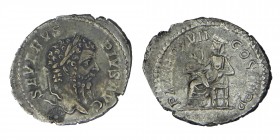 Septimius Severus. A.D. (193-211) 
SEVERVS PIVS AVG, laureate head of Septimius Severus right / P M TR P XVII COS III P P, Salus seated left, feeding ...