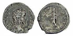 Septimius Severus, (193-211)
AR Denarius, Obv: SEVERVS PIVS AVG. Laureate head right. Rev: FVNDATOR PACIS. Emperor standing left, togate and veiled, h...