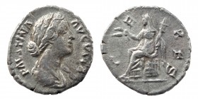 Faustina Junior, wife of Marcus Aurelius (†AD 175) 
Silver denarius AD 161–175. FAVSTINA AVGVSTA, draped bust of Faustina Junior right / CERES, Ceres,...