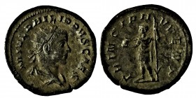 Philip I. Arabs for Philip II Antoninian (244/246)
Rome. Bust / Philip with globe and spear. RIC 218d C. 48 Condition: very good
4,6 gr. 23 mm.