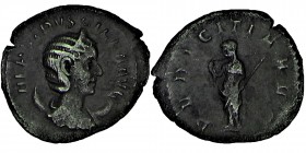 Salonına. (255/258)
explanation: Salonina (wife of Gallienus) - Denarius - Bust diademato a d. / R The Pudore standing in s. adjust the veil and hold ...