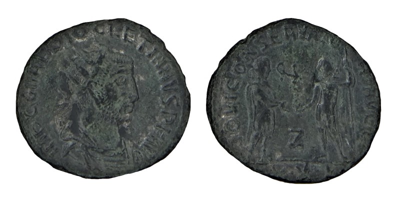 Diocletian (284-305) AD,
Antoninianus. Head of Emperor / Emperor and Jupiter hol...