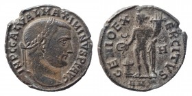 Maximinus II Daia AE Nummus, Antioch (305-313 AD). AE Nummus Antioch, 310-311 AD.
Obv. IMP C GAL VAL MAXIMINVS P F AVG, Laureate head right.
Rev. GENI...