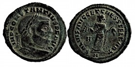 CONSTANTIUS follis (305-306),
ROMAN Diocletian - Basiliscus, CONSTANCE CHLORE Auguste AE follis, 305-306, Carthage. D / IMP CONSTANTIVES PF AVG T. l. ...
