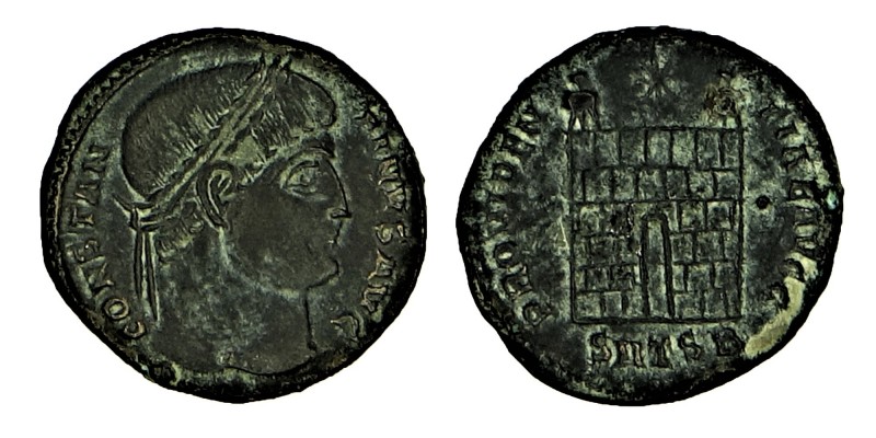 CONSTANTINE I. (307-337) AD.
CONSTAN-TINVS AVG, diademed, draped and cut bust to...