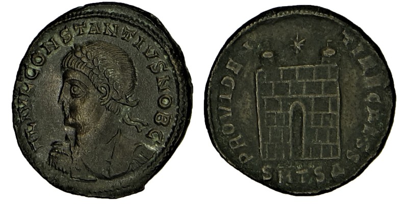 CONSTANTIUS II Caesar, (324-327). 
Follis. Antioch. Obv: FL IVL CONSTANTIVS NOB ...