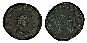 GALLIENUS (253-268) 
Antoninianus. Antioch. Obv: IMP GALLIENVS AVG. 
Radiate and cuirassed bust right. Rev: VICTORIA GERMAN. 
Victory, holding wreath ...