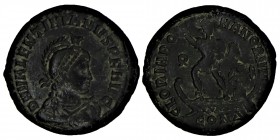 Valentinian II. A.D. (375-392)
 AE majorina, Antioch mint, struck A.D. 383-386. D N VALENTINIANVS P F AVG, draped and cuirassed bust of Valentinian II...