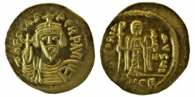 Solidus, Focas, (607-609) AD, 
Constantinople, Solidus, Berk-101C, Sear-620. Obv: D N FOCAS - PERP AVC Draped, cuirassed bust facing, wearing crown an...