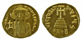 Constans II, (641-668) 
Solidus, Constantinopolis, 651-654. δ N CONSTANTINЧS P P AV Crowned and draped bust of Constans II facing, with long beard and...