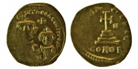 Solidus, Heraclius (610-641) 
Gold - Solidus, VICTORIA AVGV AND CONOB, reverse letter N in the field, SBC 736, 
4,40 gr. 21 mm.