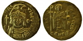 Justinian I, (527-565 AD) 
Gold Solidus of Constantinople. Crowned bust facing / Angel standing. S.140. Mint. 4,27 gr. 20,3 mm.