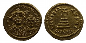 Heraclius, Constantinus. (610-641)
AV-Solidus, 613/638, Constantinopolis; Both busts v. v.//cross on three steps. DOC 13; Sea 
 4,47 gr. 20,5,mm.