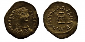 HERACLIUS (610-641)
GOLD Tremissis. Constantinople. Obv: d N hERACLIYS P P AVG. Diademed, draped and cuirassed bust right.
Rev: VICTORIA AVGY S / CONO...