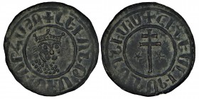ARMENIA, Cilician Armenia. Royal. Levon I. (1198-1219)
Æ Tank Sis mint. Crowned leonine head facing slightly right / Patriarchal cross; stars flanking...