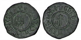 ARMENIA, Cilician Armenia. Royal. Levon I. 1198-1219.
 Æ Tank Sis mint. Crowned leonine head facing slightly right / Patriarchal cross; stars flanking...