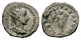 Gordian III AR Antoninianus. Rome, AD 241-243.
Condition: Very Fine

Weight: 4,02 gr
Diameter: 20,80 mm
