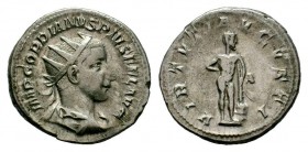 Gordian III AR Antoninianus. Rome, AD 241-243.
Condition: Very Fine

Weight: 4,32 gr
Diameter: 21,50 mm