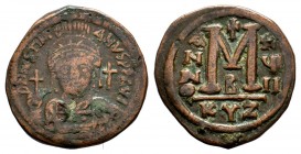 Justinian I. AE Follis, 527-565 AD.
Condition: Very Fine

Weight: 18,48 gr
Diameter: 35,90 mm