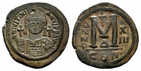 Justinian I. AE Follis, 527-565 AD.
Condition: Very Fine

Weight: 22,85 gr
Diameter: 40,75 mm