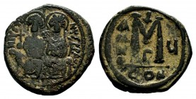 Justin II, with Sophia. 565-578. Æ Follis
Condition: Very Fine

Weight: 13,13 gr
Diameter: 28,80 mm