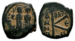 Justin II, with Sophia. 565-578. Æ Half Follis
Condition: Very Fine

Weight: 6,24 gr
Diameter: 19,00 mm