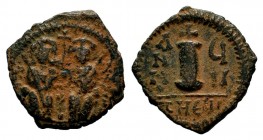 Justin II, with Sophia. 565-578. Æ Half Follis
Condition: Very Fine

Weight: 2,83 gr
Diameter: 19,70 mm