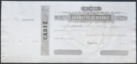 500 Reales de Vellón. (1870ca). Aramburu Hermanos, Cádiz (matriz a la izquierda). SC.