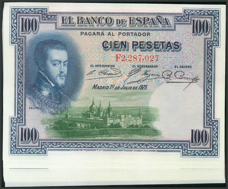 Conjunto de 20 billetes correlativos de 100 Pesetas emitidos el 1 de Julio de 19...