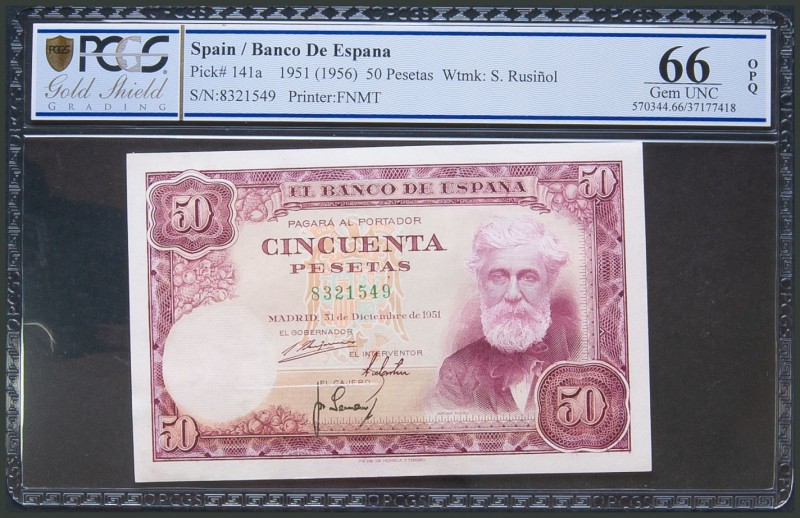 50 Pesetas. 31 de Diciembre de 1951. Sin serie. (Edifil 2017: 462, Pick: 141a). ...