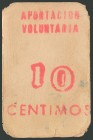 Vale de 10 Céntimos para Ayudas a Refugiados del Consejo Regional de Solidaridad Internacional Antifascista (SIA).