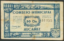 ALCAÑIZ (TERUEL). 50 Céntimos. Junio 1937. (González: 297). BC.