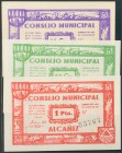 ALCAÑIZ (TERUEL). 25 Céntimos, 50 Céntimos y 1 Peseta. Junio de 1938. (González: 299/01). SC.