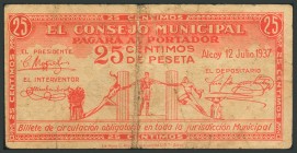 ALCOY (ALICANTE). 25 Céntimos. 12 de Julio de 1937. (González: 377). RC.