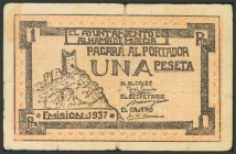 ALHAMA DE MURCIA (MURCIA). 1 Peseta. 1937. Serie B. (González: 496). BC.