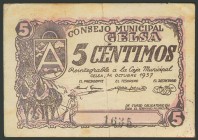 GELSA (ZARAGOZA). 5 Céntimos. 14 de Octubre de 1937. (González: 2638). MBC.