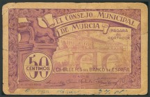 MURCIA. 50 Céntimos. (1938ca). Serie D. (González: 3772). BC.