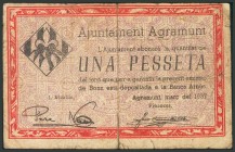 AGRAMUNT (LERIDA). 1 Peseta. Marzo de 1937. (González: 6013). RC.