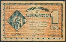 AIGUAFREDA (BARCELONA). 1 Peseta. (1938ca). (González: 6038). BC.