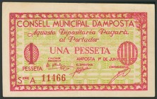 AMPOSTA (TARRAGONA). 1 Peseta. 1 de Junio de 1937. Serie A. (González: 6276). MBC.