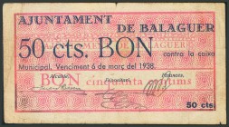 BALAGUER (LERIDA). 50 Céntimos. 6 de Marzo de 1937. (González: 6484). BC.