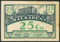 BALSARENY (BARCELONA). 25 Céntimos. 16 de Junio de 1937. Serie A. (González: 6497). MBC.