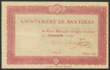 BANYOLES (GERONA). 50 Céntimos. 1937. Serie A. (González: 6505). EBC.
