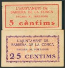BARBERA DE LA CONCA (TARRAGONA). 5 Céntimos y 25 Céntimos. (1938ca). (González: 6517/18). EBC.