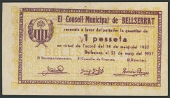 BELLSERRAT (BARCELONA). 1 Peseta. 21 de Mayo de 1937. (González: 6991). EBC.