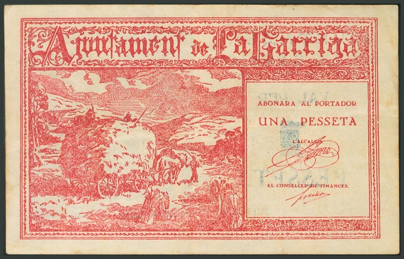 LA GARRIGA (BARCELONA). 1 Peseta. Julio (González: 7988). MBC.