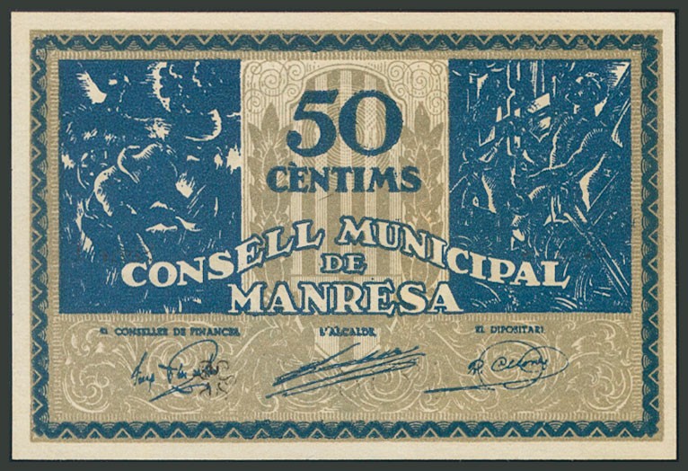 MANRESA (BARCELONA). 50 Céntimos. (1938ca). Serie B. (González: 8494). SC.