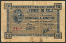 PERELLO (TARRAGONA). 50 Céntimos. 6 de Junio de 1937. (González: 9203). BC.