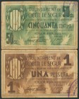 POBLA DE SEGUR (LERIDA). 50 Céntimos y 1 Peseta. 6 de Julio de 1937. (González: 9340/41). BC.
